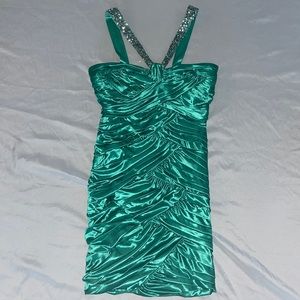 Mint green fitted mini dress